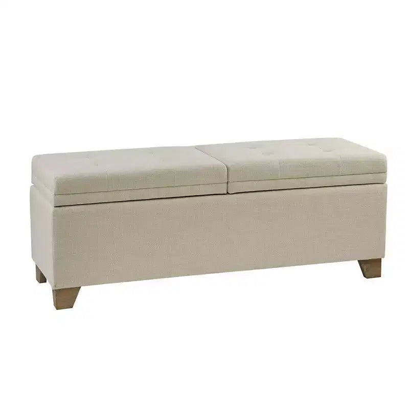 Okak Panca Ottomana Moderna con Bottoni Trapuntati e Coperchio Sollevabile con 2 Contenitori Chiusi, Panca Imbottita per Scarpe e Contenitore per Camera da Letto, Ingresso