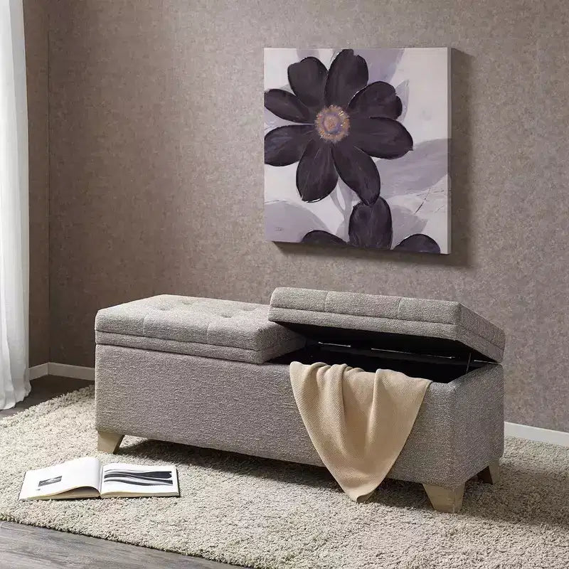 Okak Modern Tufted Button Lift-Top Ottoman Bench with 2 Close Storage,Upholstered Shoe Bench Storage Bench for Bedroom,Entrance