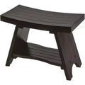HomeRoots Teak Rectangular Shower Bench With Shelf In Brown Finish