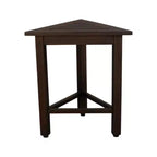HomeRoots 17 Dark Brown Teak Corner Shower Bench