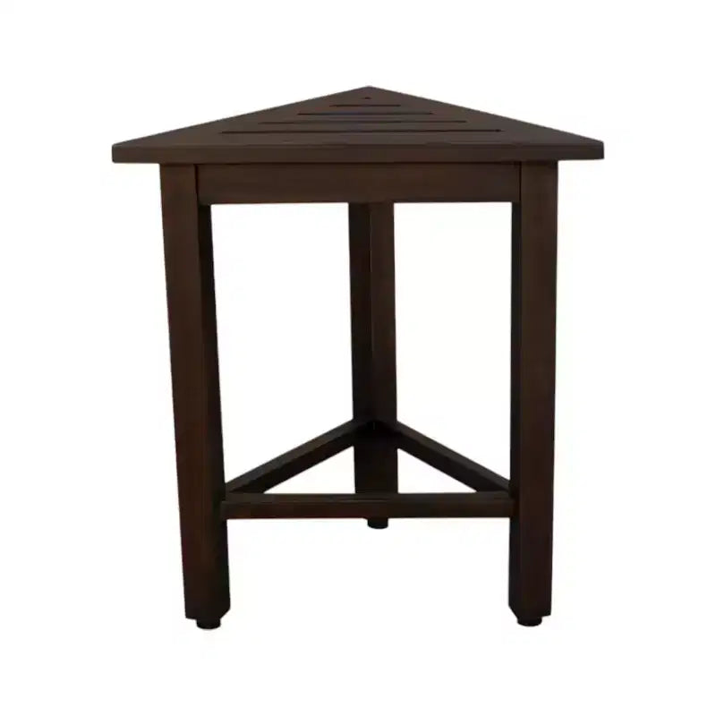 HomeRoots 17 Dark Brown Teak Corner Shower Bench