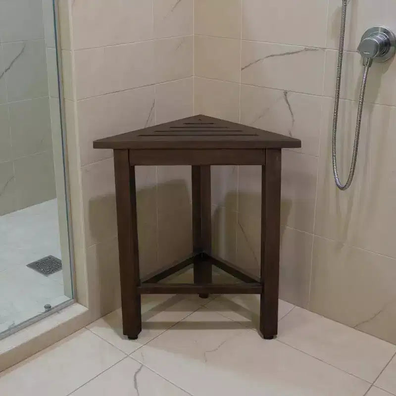 HomeRoots 17 Panchetto angolare per doccia in teak marrone scuro