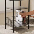 Tavolino VECELO alto, comodino, organizzatore portaoggetti con cassetto in metallo estraibile per soggiorno o camera da letto, grigio/marrone