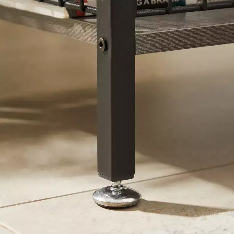 Tavolino VECELO alto, comodino, organizzatore portaoggetti con cassetto in metallo estraibile per soggiorno o camera da letto, grigio/marrone