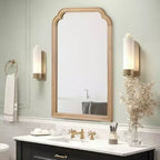 Specchio decorativo MAYEERTY 24 x 36 con cornice in legno massello ad angoli arrotondati per camera da letto, bagno, soggiorno, legno naturale