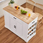 Carrello da cucina VEVOR, isola da cucina con piano in legno da 46 pollici con mobiletto, tavolo da cucina in stile rustico con ripiano regolabile, cassetto, colore bianco