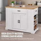Carrello da cucina VEVOR, isola da cucina con piano in legno da 46 pollici con mobiletto, tavolo da cucina in stile rustico con ripiano regolabile, cassetto, colore bianco