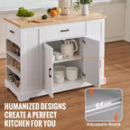 Carrello da cucina VEVOR, isola da cucina con piano in legno da 46 pollici con mobiletto, tavolo da cucina in stile rustico con ripiano regolabile, cassetto, colore bianco
