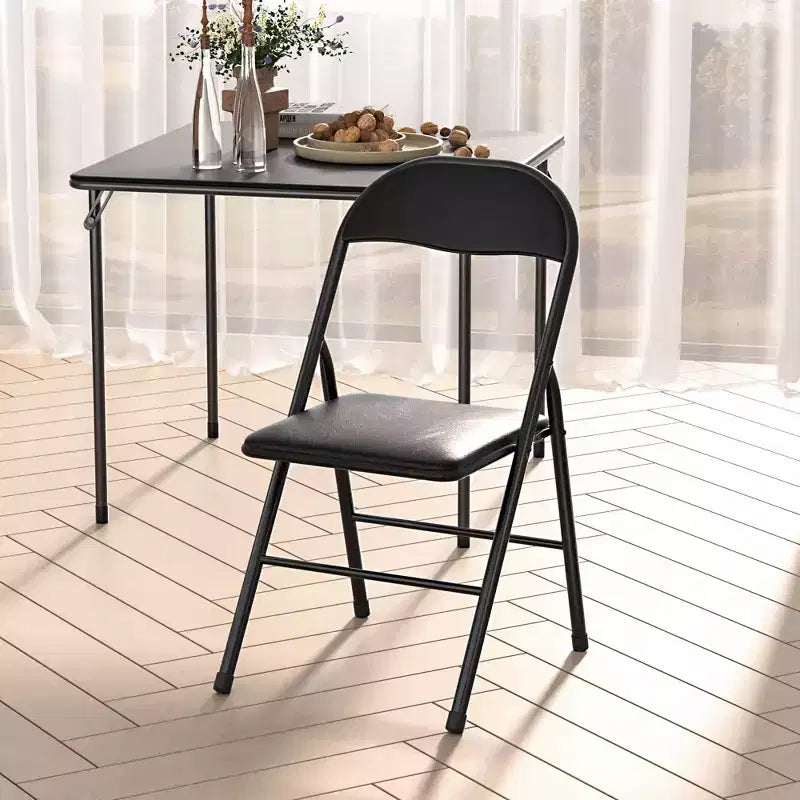 Tavolo da gioco pieghevole a 5 pezzi VECELO e 4 sedie, pieghevole con piano imbottito, nero