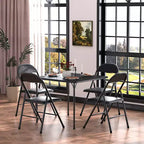 Tavolo da gioco pieghevole a 5 pezzi VECELO e 4 sedie, pieghevole con piano imbottito, nero