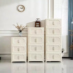 MAYEERTY 19.69 Armoire de Rangement Pliante en Plastique à 5 Niveaux avec Porte Magnétique et Roulettes Blanc Crème pour Salon