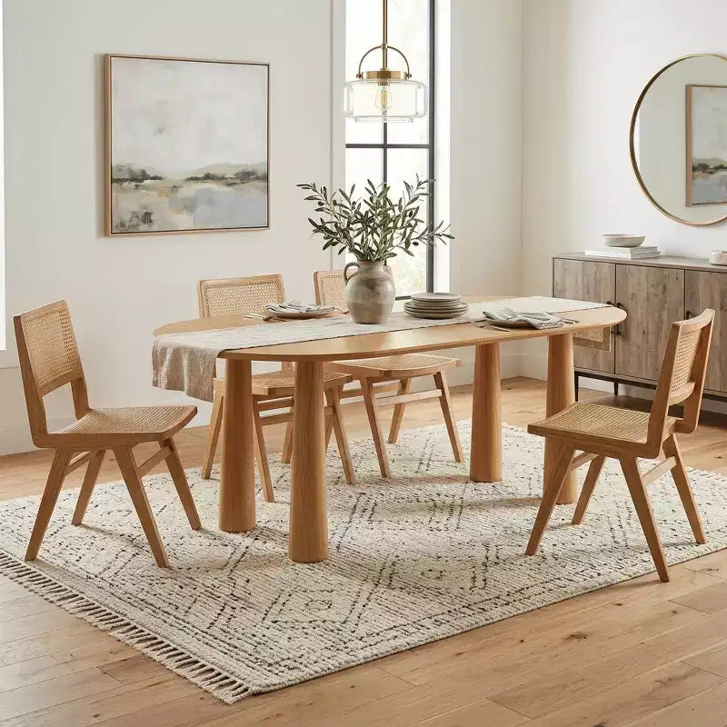 Dovelina 67 Table à manger ovale en bois à 4 pieds Table de cuisine moderne pour 6 personnes