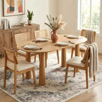 Dovelina 67 Table à manger ovale en bois à 4 pieds Table de cuisine moderne pour 6 personnes
