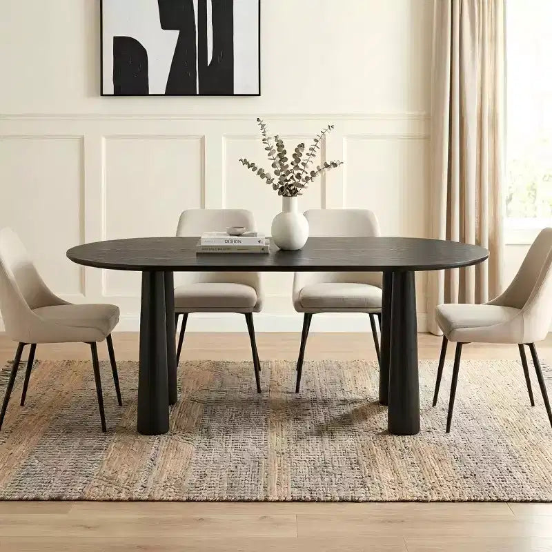 Dovelina 67 Table à manger ovale en bois à 4 pieds Table de cuisine moderne pour 6 personnes