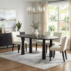 Dovelina 67 Table à manger ovale en bois à 4 pieds Table de cuisine moderne pour 6 personnes