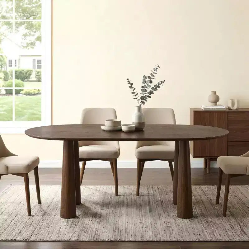 Dovelina 67 Table à manger ovale en bois à 4 pieds Table de cuisine moderne pour 6 personnes