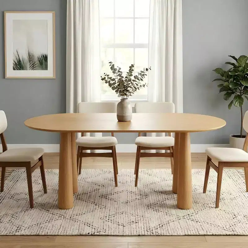 Dovelina 67 Table à manger ovale en bois à 4 pieds Table de cuisine moderne pour 6 personnes