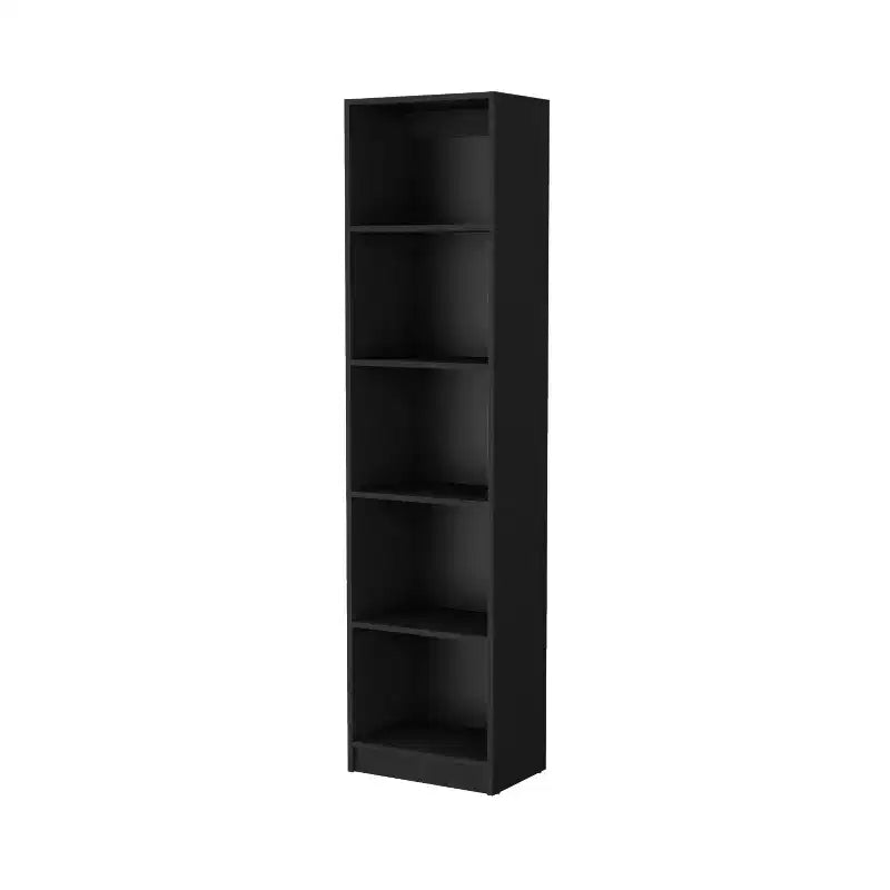 HomeRoots 70 Black Wood Five Tier Bookcase