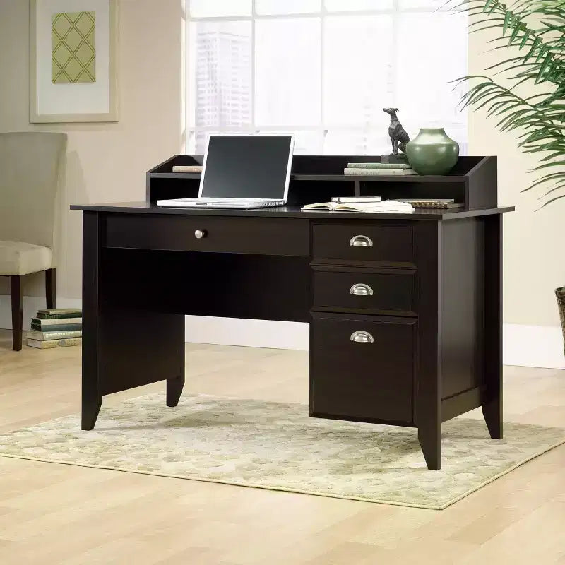 HomeStock Bureau d'ordinateur en bois noir de 92,1 cm de haut avec tiroir universel