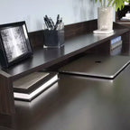 HomeStock Scrivania in legno nero da 36,26 pollici di altezza con cassetto multiuso