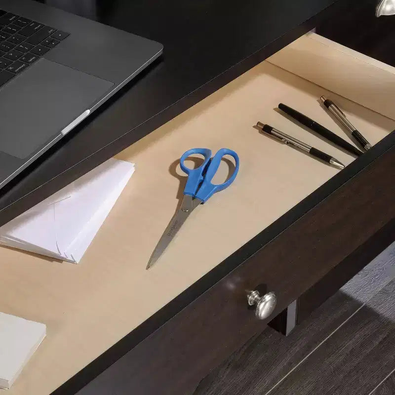 HomeStock Scrivania in legno nero da 36,26 pollici di altezza con cassetto multiuso