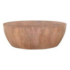 Table basse Royal Hampton en bois en forme de tambour de 90 cm avec base à lattes