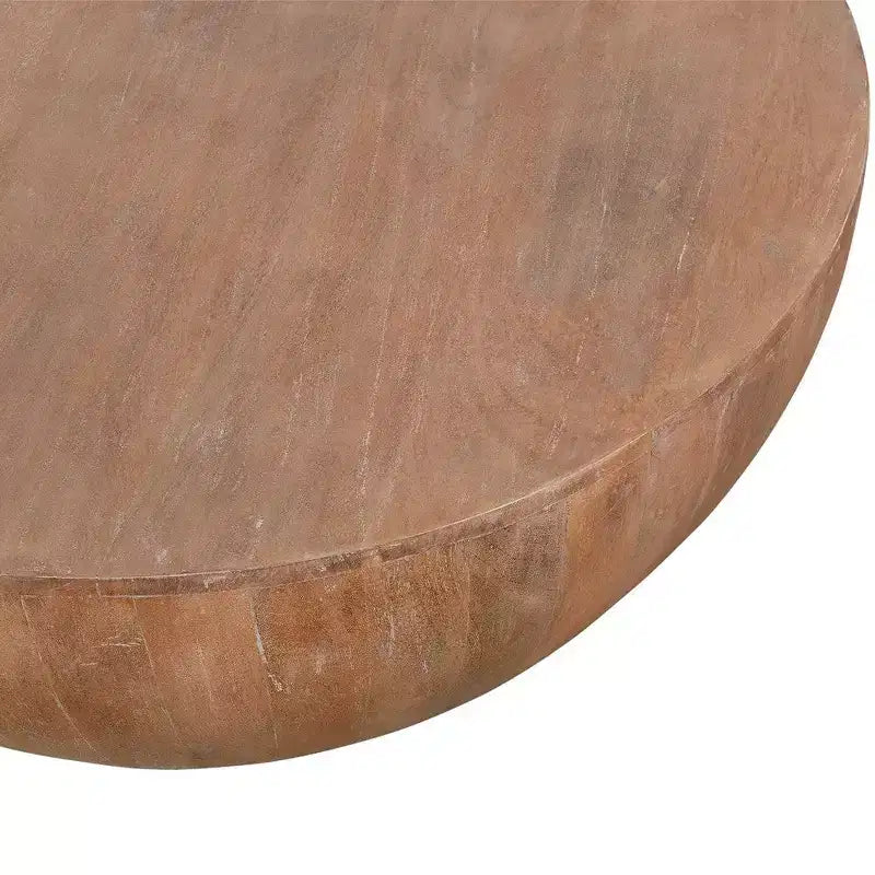 Table basse Royal Hampton en bois en forme de tambour de 90 cm avec base à lattes