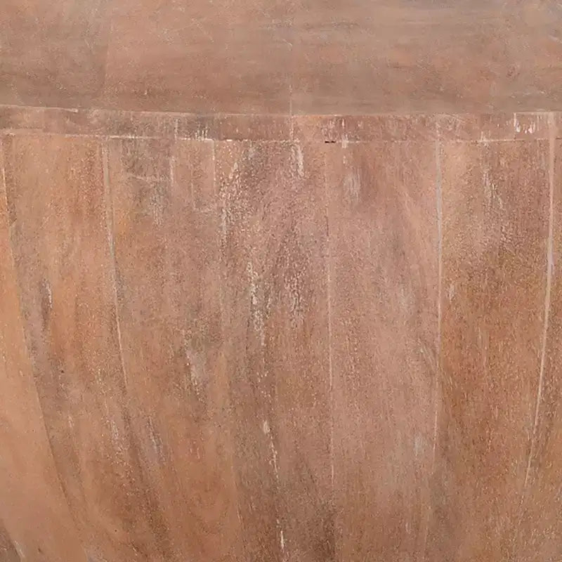 Table basse Royal Hampton en bois en forme de tambour de 90 cm avec base à lattes