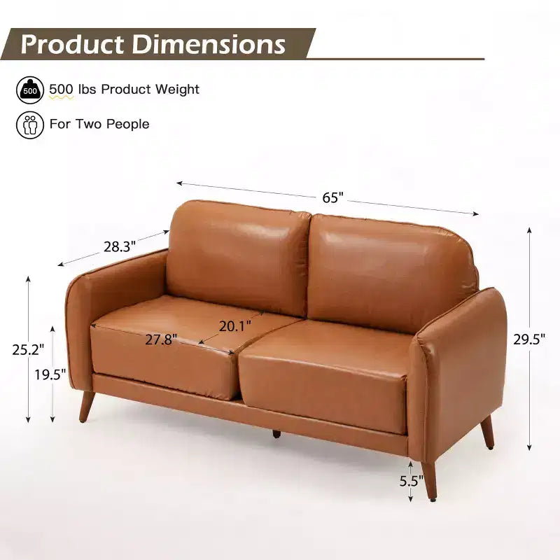 Divanetto EROMMY 65 in PU, Divano Imbottito con Seduta Profonda e Comoda, Due Posti Confortevole ed Elegante, Divano Elegante per Appartamenti, Monolocali