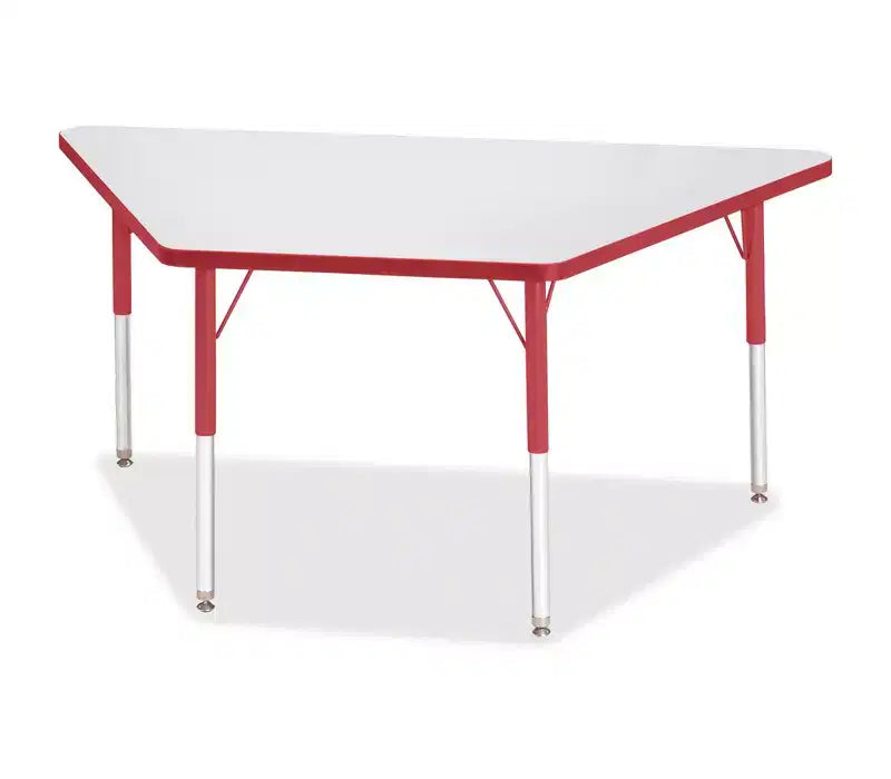 Jonti-Craft Berries Adult Height Gray Laminate Trapezoid Table 30 x 60 in Red