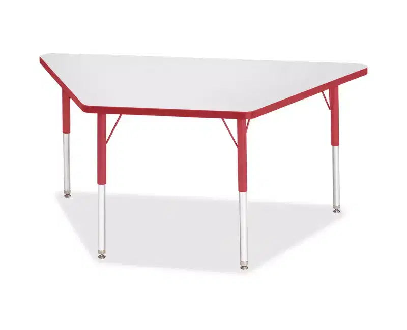 Tavolo trapezoidale Jonti-Craft Berries con piano laminato grigio, altezza adulto, 76 x 152 cm, colore rosso