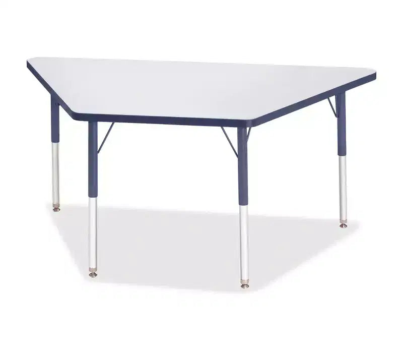 Jonti-Craft Berries Adult-Size Gray Laminate Trapezoid Table 30 x 60 in Blue