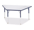 Jonti-Craft Berries Adult-Size Gray Laminate Trapezoid Table 30 x 60 in Blue