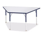 Jonti-Craft Berries Adult-Size Gray Laminate Trapezoid Table 30 x 60 in Blue