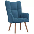 vidaXL Blue Velvet Accent Chair with Wooden Legs & Steel Frame - Comfortable Lounge Seating for Living Room, Office, or Bedroom