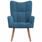 vidaXL Fauteuil d'appoint en velours bleu avec pieds en bois et cadre en acier – Siège de salon confortable pour le salon, le bureau ou la chambre