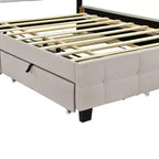 Okak Queen Elegante Giroletto con Piattaforma Imbottito e Telaio a LED, Nessuna Base a Molle Necessaria, Letto in Tessuto di Lino con Rotelle XL Singolo e 2 Cassetti