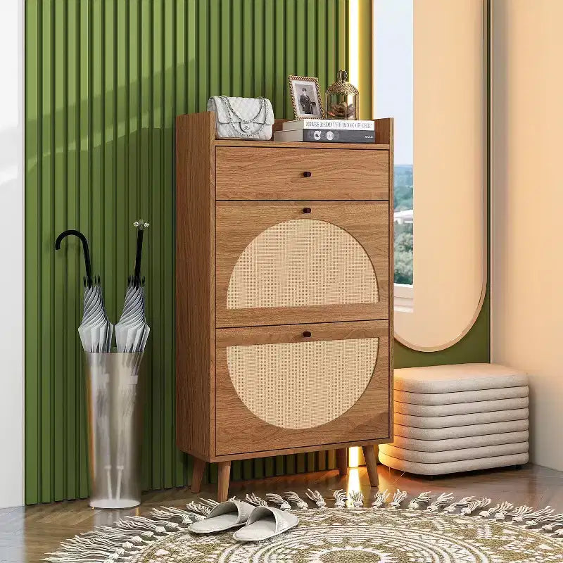 Cassettiere da camera Okak Mid Century a 5 cassetti, mobile contenitore con accenti, comò per camera da letto/soggiorno/ingresso/studio