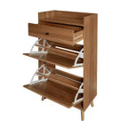 Cassettiere da camera Okak Mid Century a 5 cassetti, mobile contenitore con accenti, comò per camera da letto/soggiorno/ingresso/studio