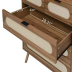 Cassettiere da camera Okak Mid Century a 5 cassetti, mobile contenitore con accenti, comò per camera da letto/soggiorno/ingresso/studio