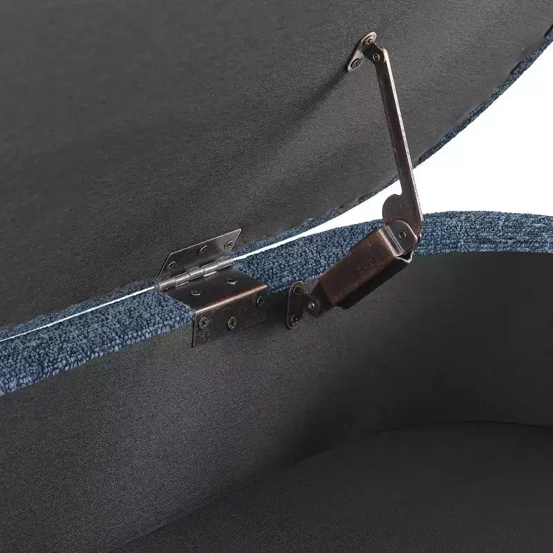 Panca Pouf Contenitore Ovale Okak Modern in Lino con Gambe in Legno di Gomma, Morbido Poggiapiedi Contenitore Lungo per Soggiorno, Ingresso, Camera da Letto