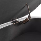 Panca Pouf Contenitore Ovale Okak Modern in Lino con Gambe in Legno di Gomma, Morbido Poggiapiedi Contenitore Lungo per Soggiorno, Ingresso, Camera da Letto
