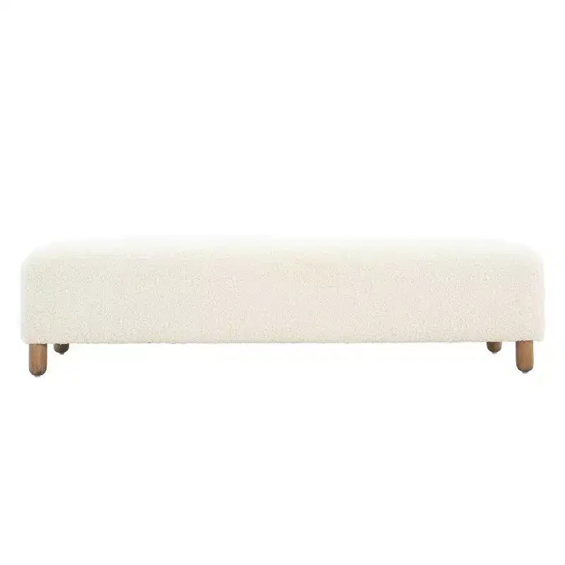 Okak Panca Ottomana Imbottita Confortevole con Gambe in Legno, Sgabello Poggiapiedi Rettangolare Extra Lungo per Camera da Letto, Ingresso, Corridoio