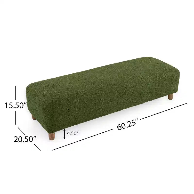 Okak Panca Ottomana Imbottita Confortevole con Gambe in Legno, Sgabello Poggiapiedi Rettangolare Extra Lungo per Camera da Letto, Ingresso, Corridoio