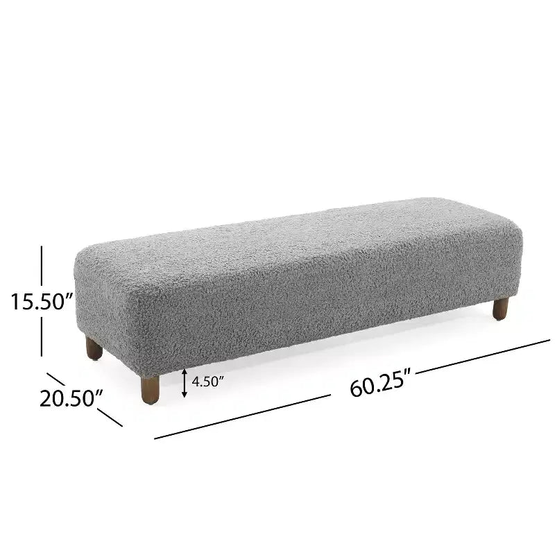 Okak Panca Ottomana Imbottita Confortevole con Gambe in Legno, Sgabello Poggiapiedi Rettangolare Extra Lungo per Camera da Letto, Ingresso, Corridoio