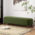 Okak Panca Ottomana Imbottita Confortevole con Gambe in Legno, Sgabello Poggiapiedi Rettangolare Extra Lungo per Camera da Letto, Ingresso, Corridoio