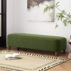 Okak Panca Ottomana Imbottita Confortevole con Gambe in Legno, Sgabello Poggiapiedi Rettangolare Extra Lungo per Camera da Letto, Ingresso, Corridoio