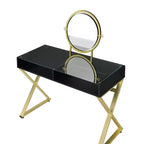 Coiffeuse contemporaine Okak avec miroir, coiffeuse de maquillage avec LED réglable, table de maquillage avec 7 tiroirs pour chambre à coucher