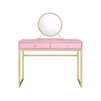 Coiffeuse contemporaine Okak avec miroir, coiffeuse de maquillage avec LED réglable, table de maquillage avec 7 tiroirs pour chambre à coucher