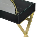 Coiffeuse contemporaine Okak avec miroir, coiffeuse de maquillage avec LED réglable, table de maquillage avec 7 tiroirs pour chambre à coucher